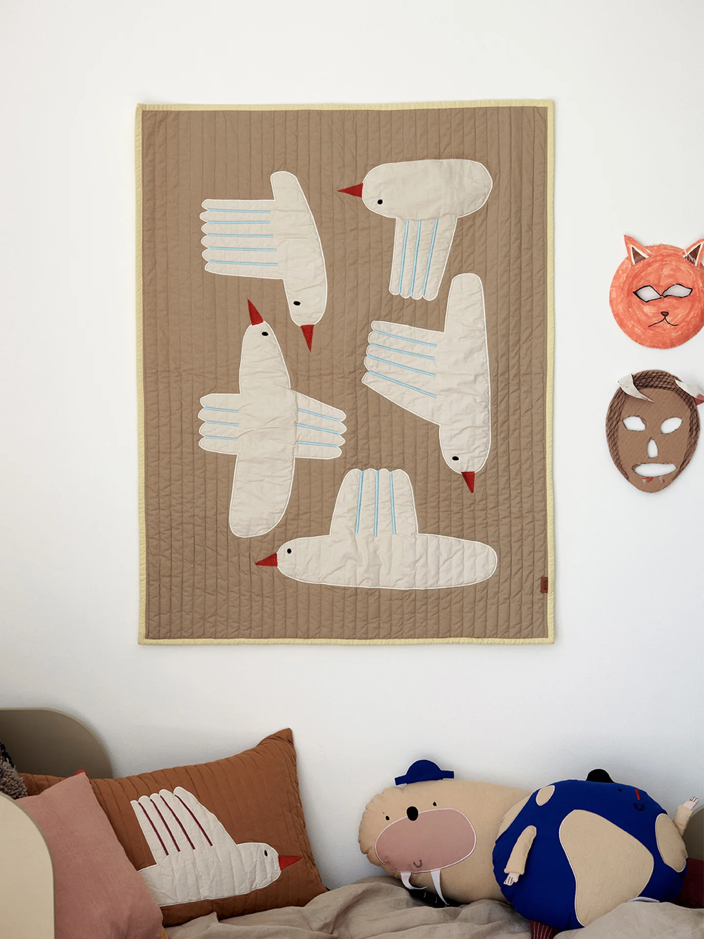Bird Quilted Blanket - Sand - Image 2