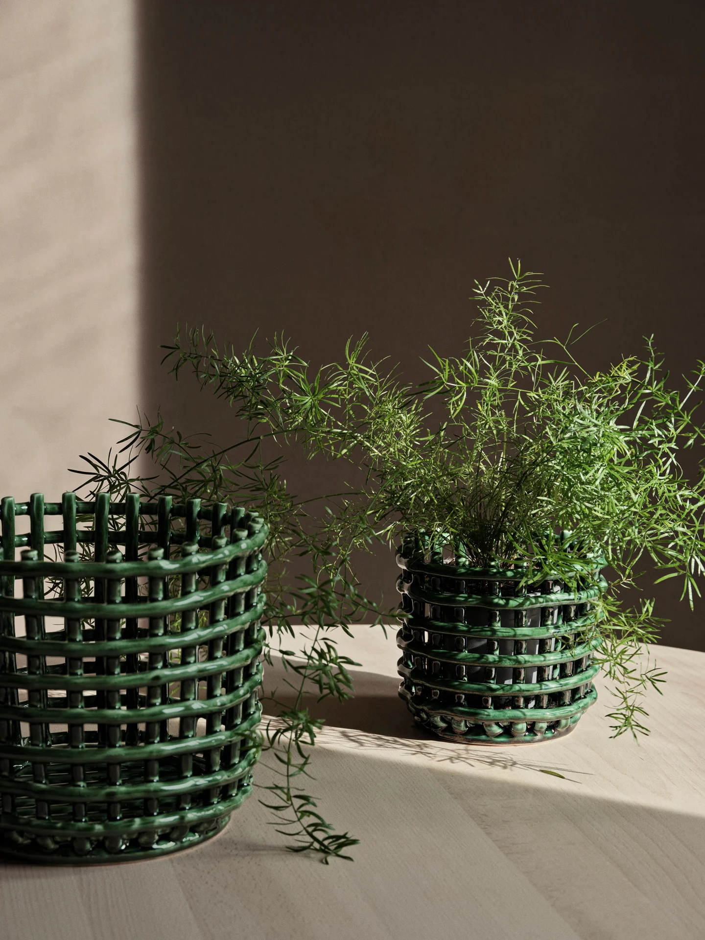 Ceramic Basket - Large - Emerald Green - Image 2