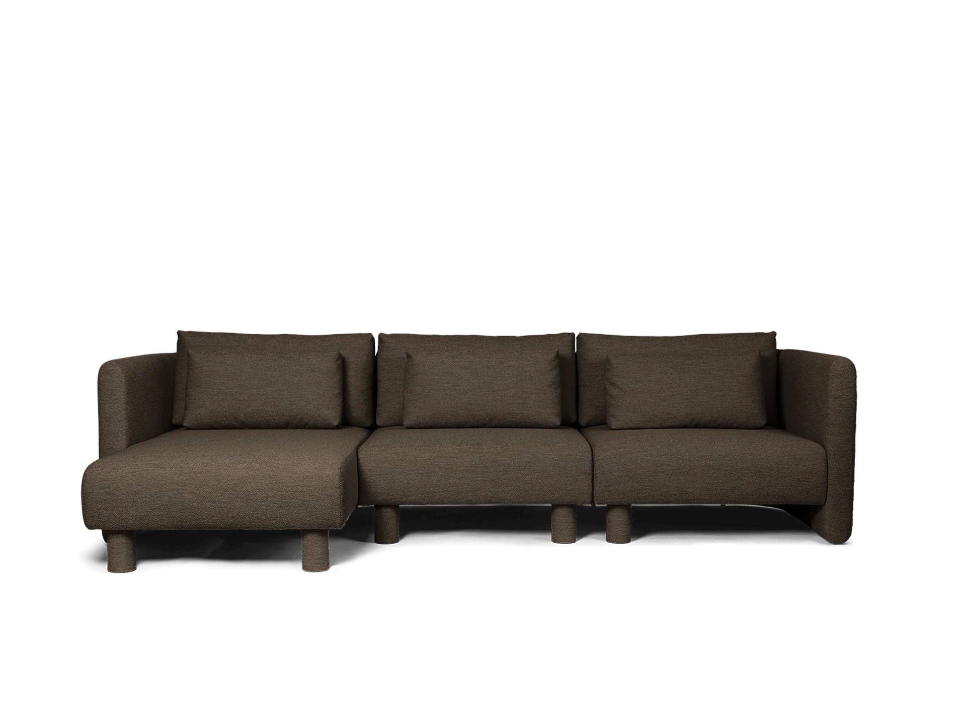 Dase Sofa Chaise Longue Left - Soft Bouclé - Dark Brown - Image 5