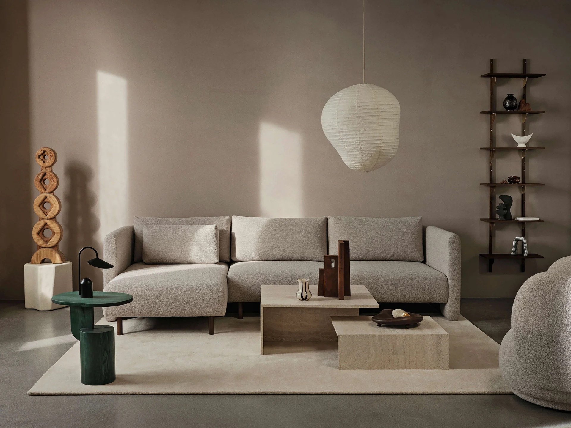 Dase Sofa Chaise Longue Left - Soft Bouclé - Natural - Image 2