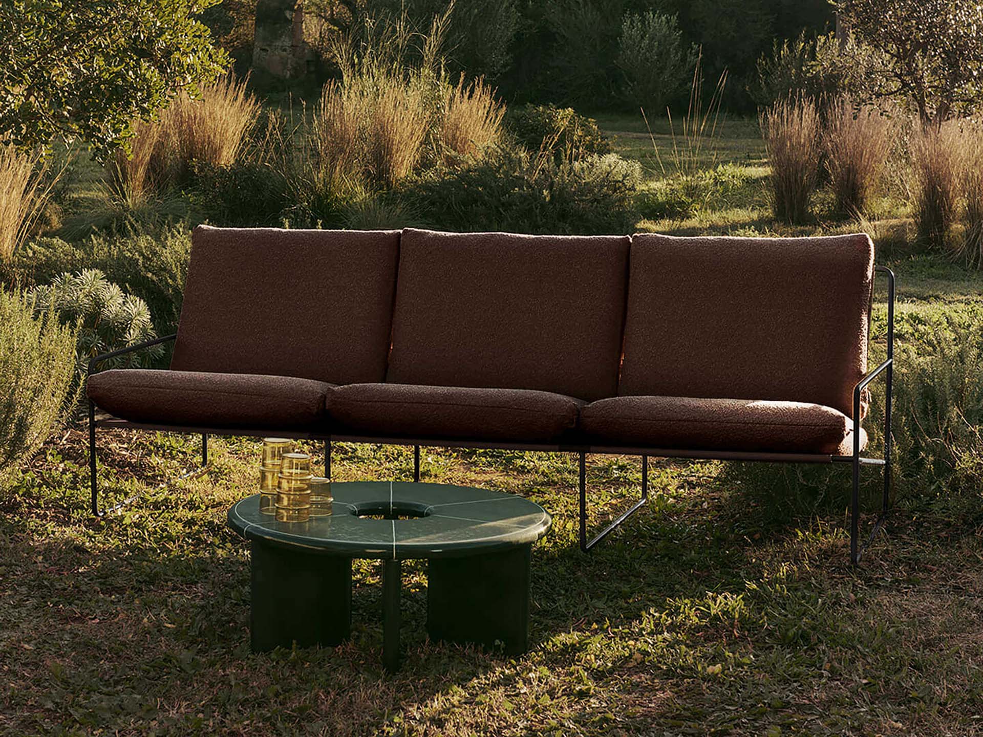 Desert 3-seater - Black - Pure Bouclé - Chestnut - Image 2