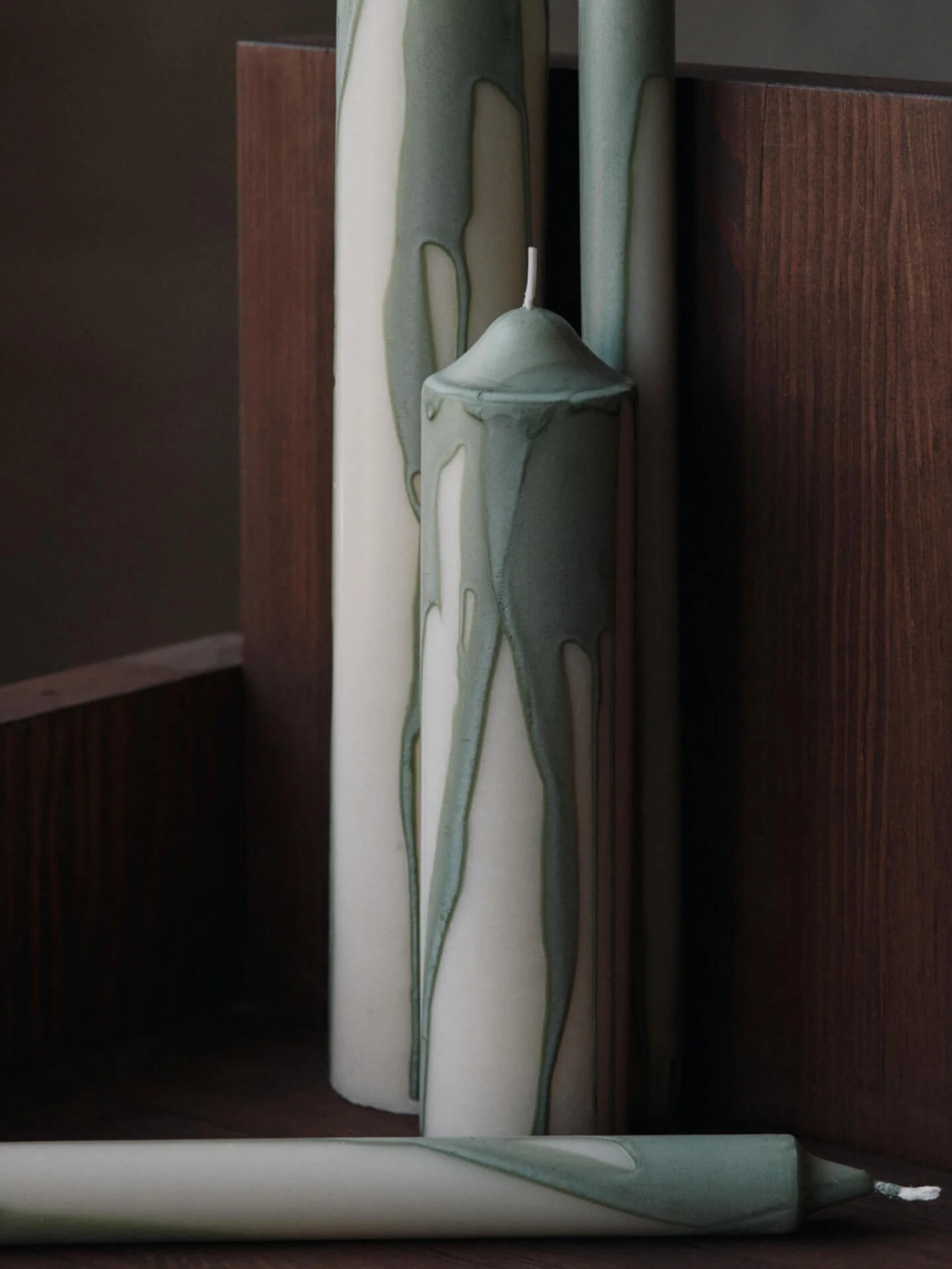 Dryp Pillar Candle - Small - Tea Green - Image 2