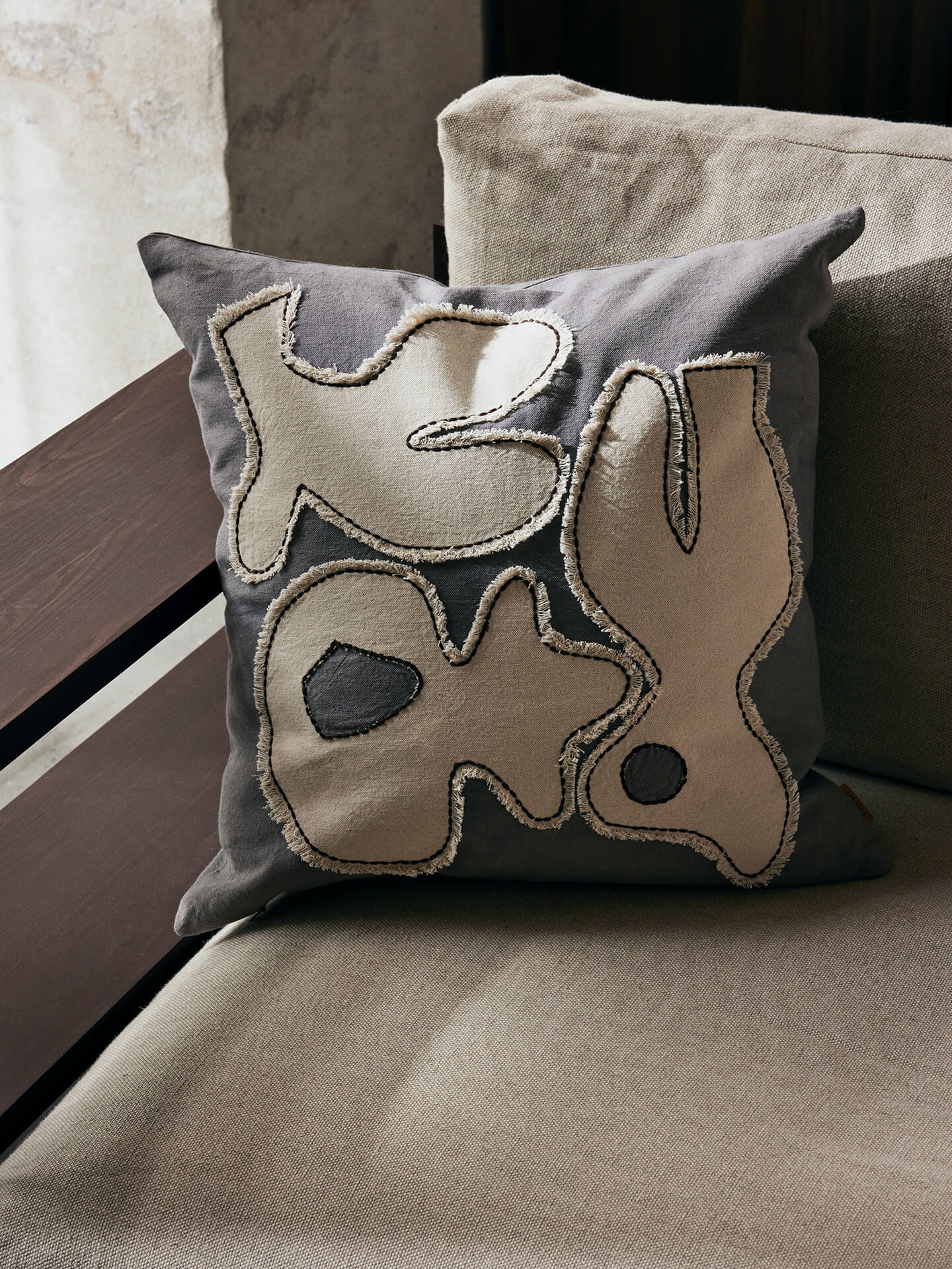 Figure Cushion - Grey Blue/Off-White - Image 2