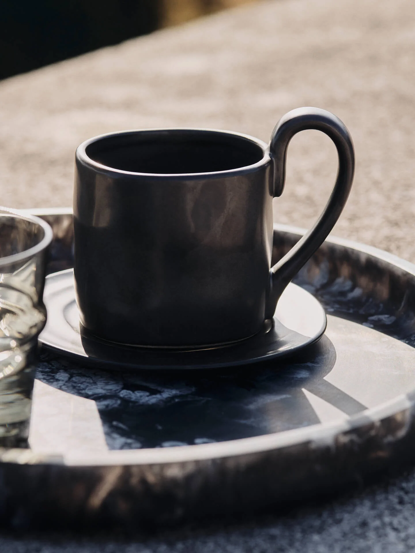 Flow Mug with Saucer - Black - Image 2