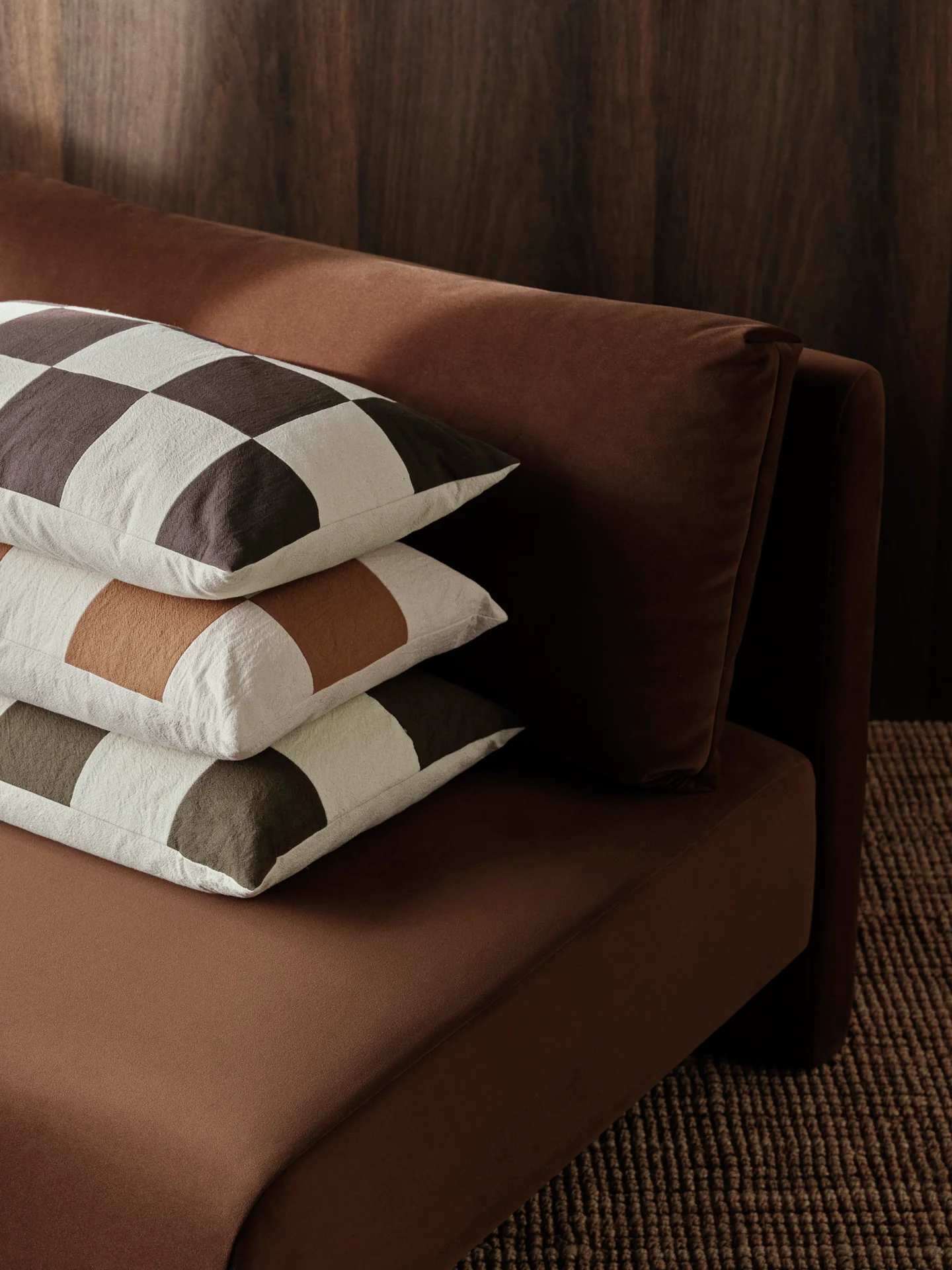 Fold Patchwork Cushion - Coffee/Undyed - Image 4