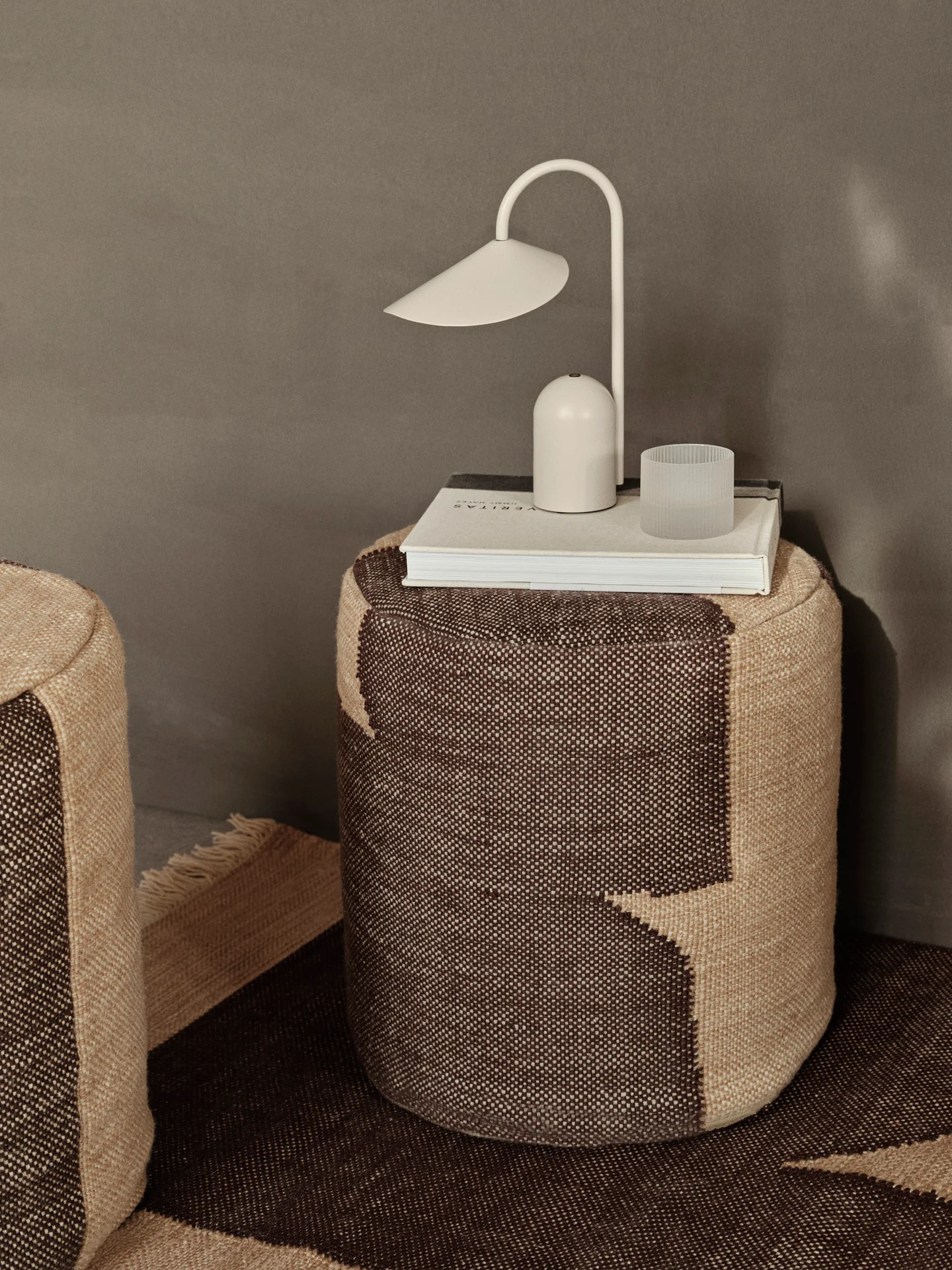 Forene Cylinder Pouf - Tan/Chocolate - Image 2