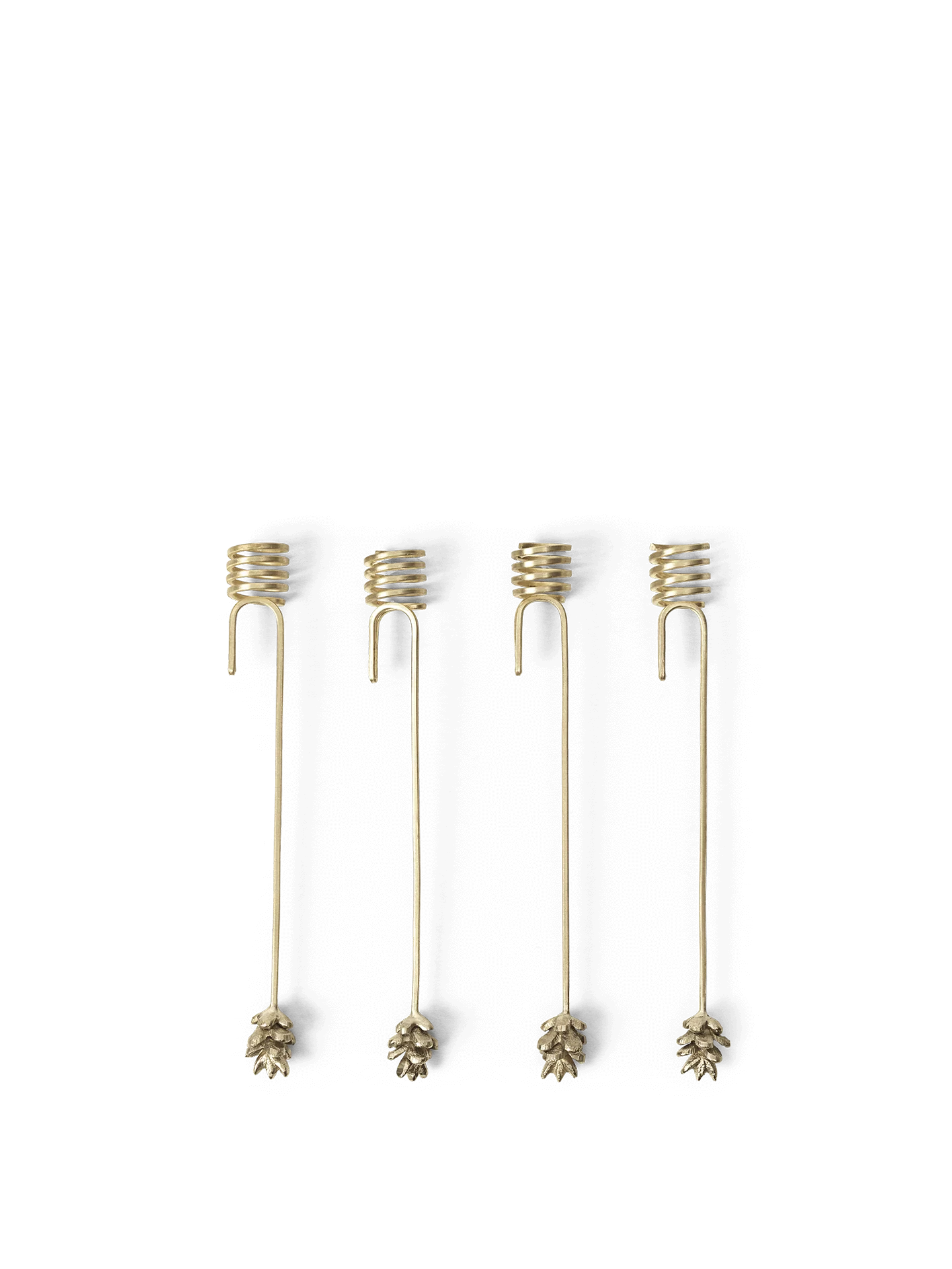 Forest Christmas Tree Candle Holders - Set of 4 - Brass