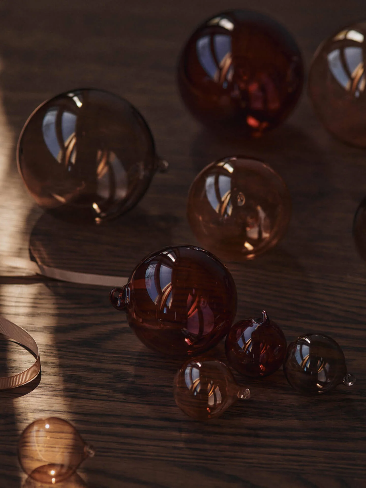 Glass Baubles - Large - Set of 3 - Roseate Translucent - Image 2