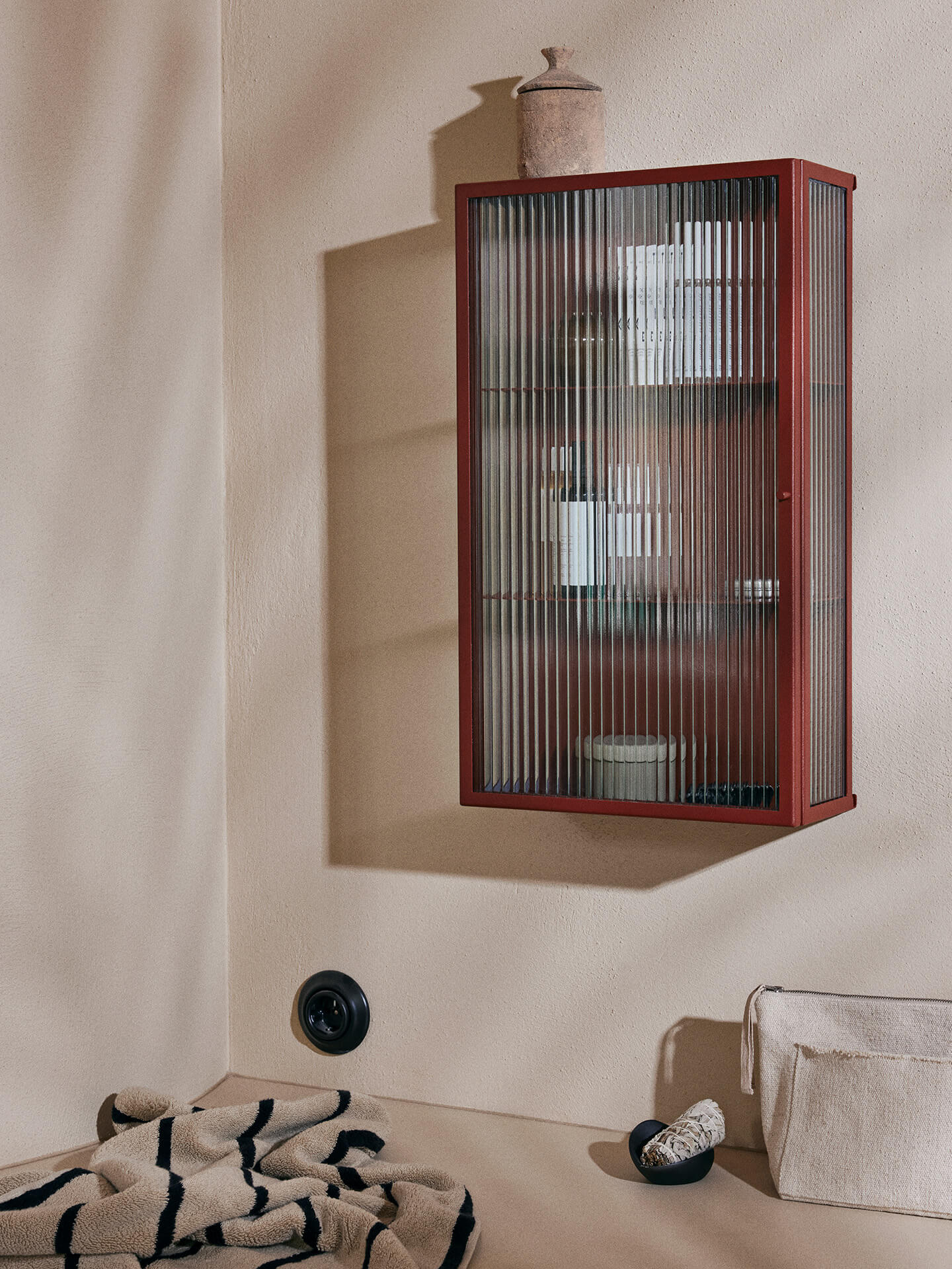 Haze Wall Cabinet - Reeded Glass - Oxide Red - Image 2