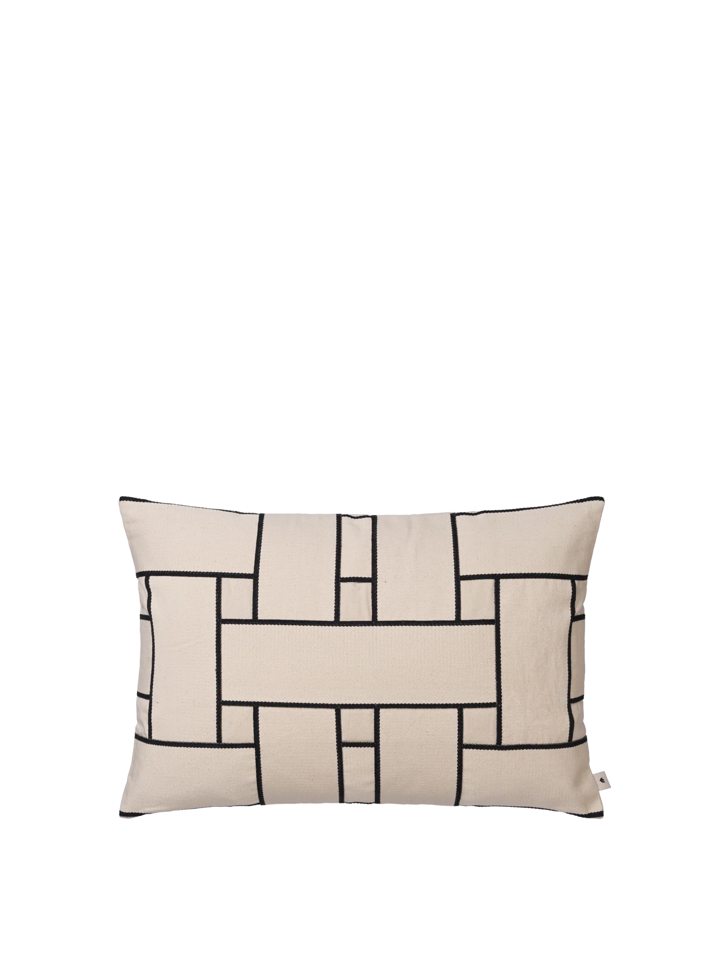 Lattice Offset Cushion Cover - Rectangular - Off-White/Black