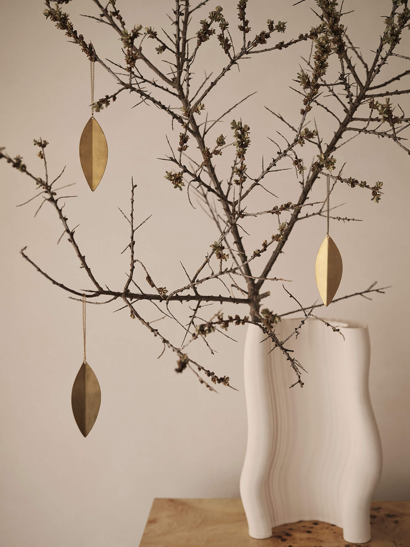 Leaf Brass Ornaments - Set of 4 - Image 2