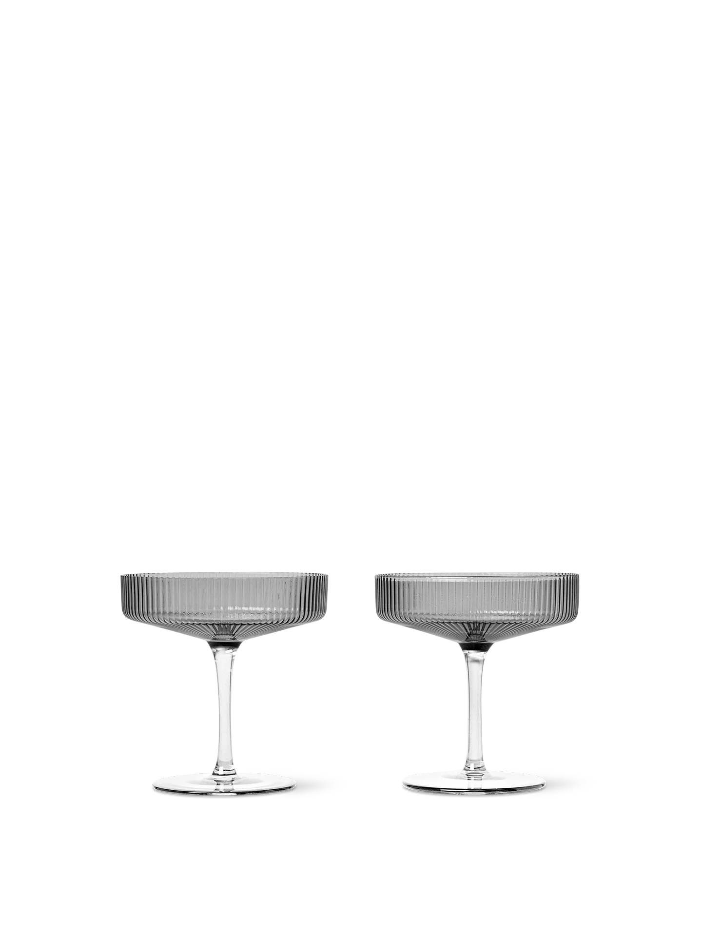 Ripple Champagne Saucers - Set of 2 - Smoked Grey