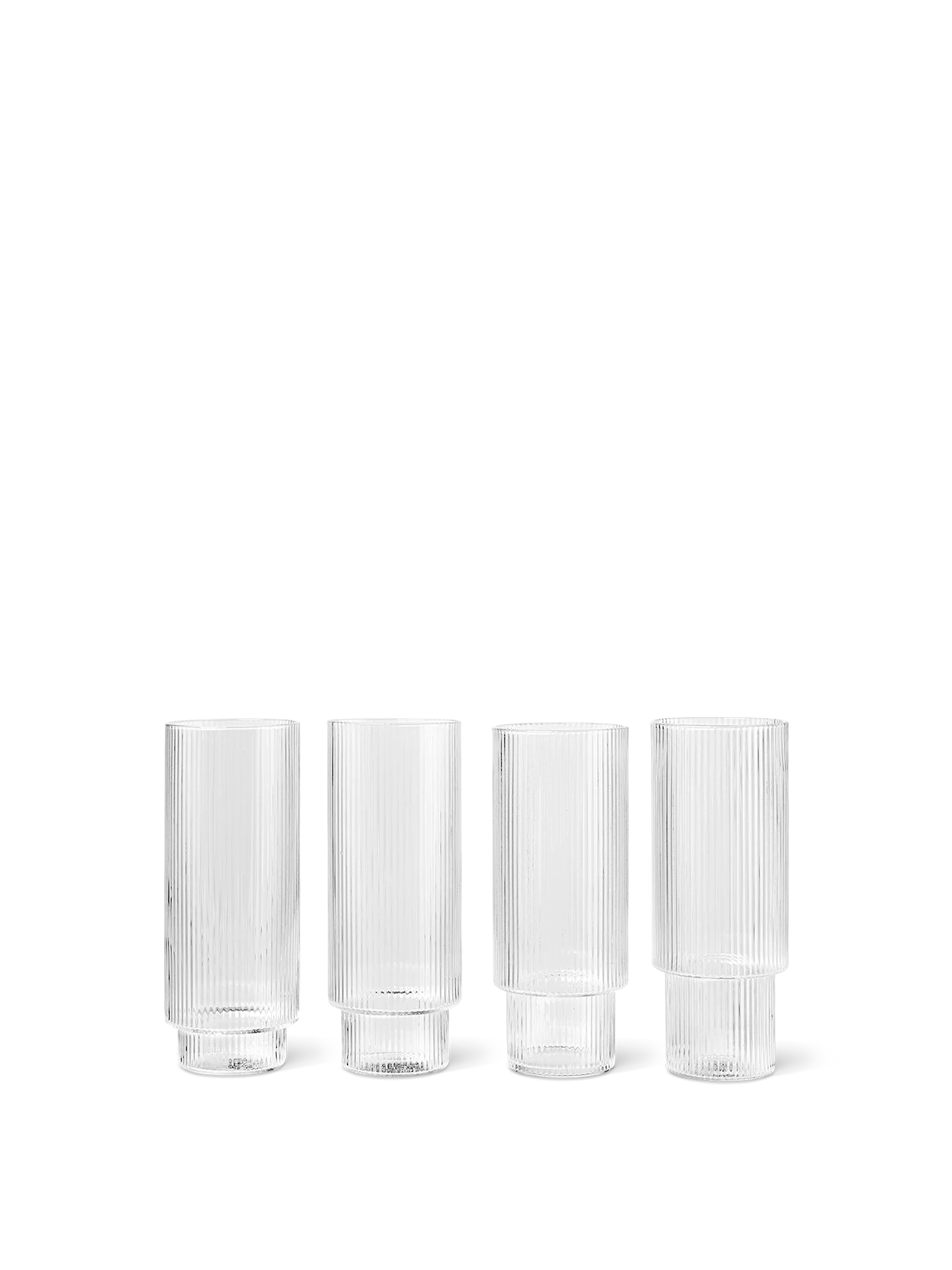 Ripple Long Drink Glasses - Set of 4 - Clear
