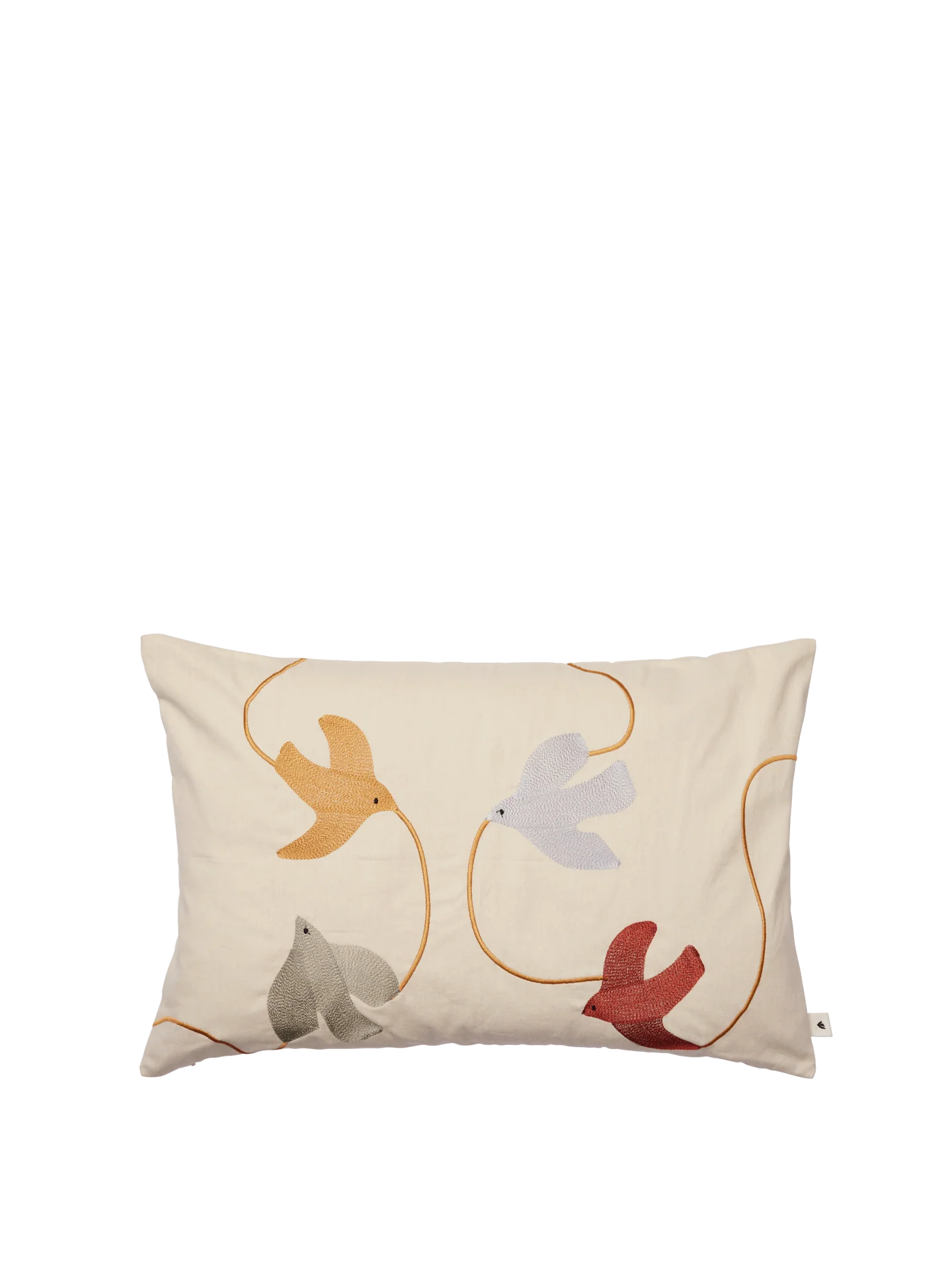 Swif Bird Embroidered Cushion - Rectangular - Multi
