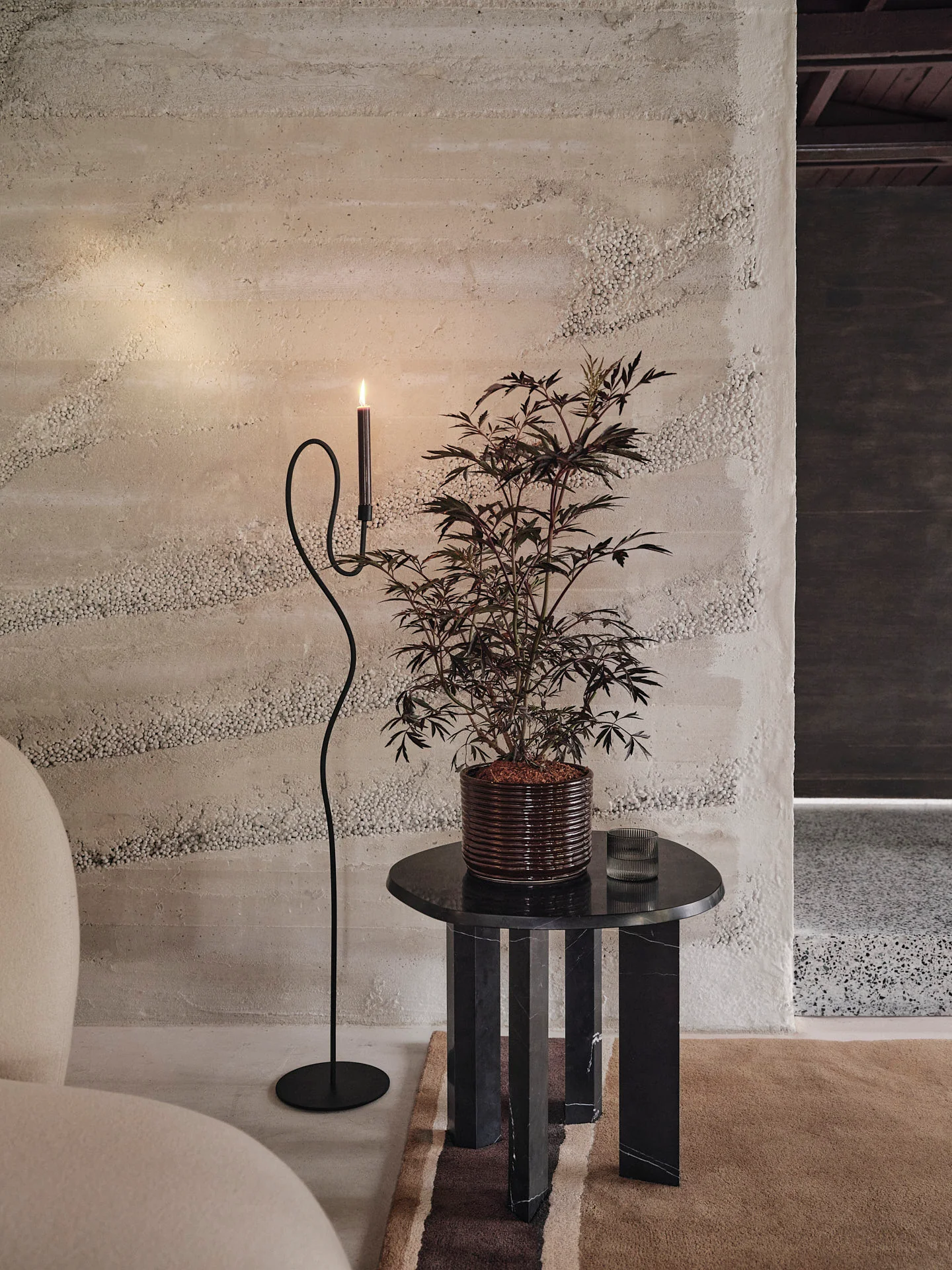 Valse Floor Candle Holder - Black - Image 2