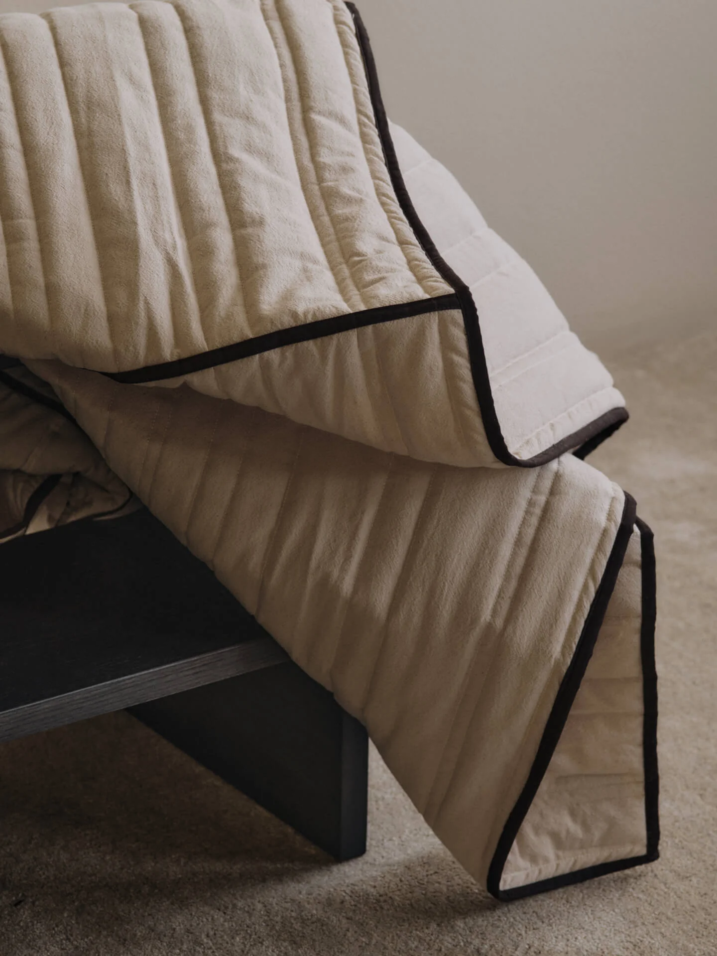 Vari Quilted Bedspread - Single - Natural/Dark Chocolate - Image 3